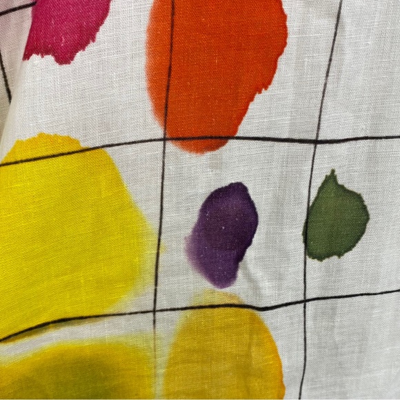 Caroline Rose White Linen Abstract Windowpane Paint Box Tunic - Picture 3 of 9